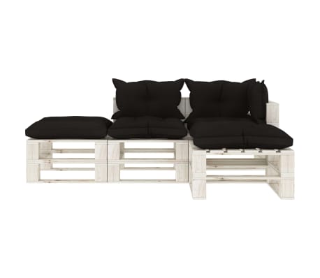 vidaXL 4-tlg. Garten-Lounge-Set Paletten mit Kissen in Schwarz Holz