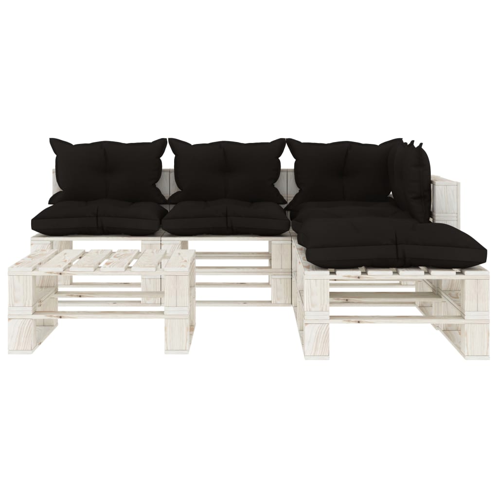 

vidaXL 6-delige Loungeset met zwarte kussens pallet hout