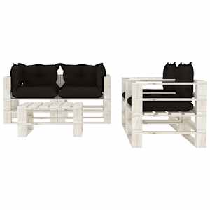 vidaXL Poilsio komplektas i&scaron; palečių su pagalvėmis, 5 dalių, mediena