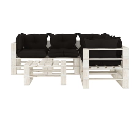 vidaXL Poilsio komplektas i&scaron; palečių su pagalvėmis, 6 dalių, mediena