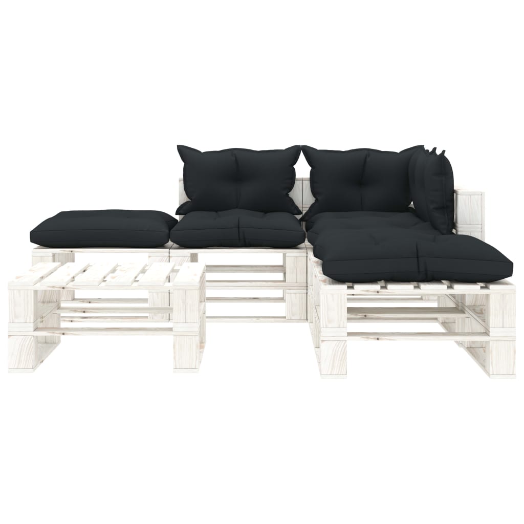 

vidaXL 6-delige Loungeset met antracietkleurige kussens pallet hout