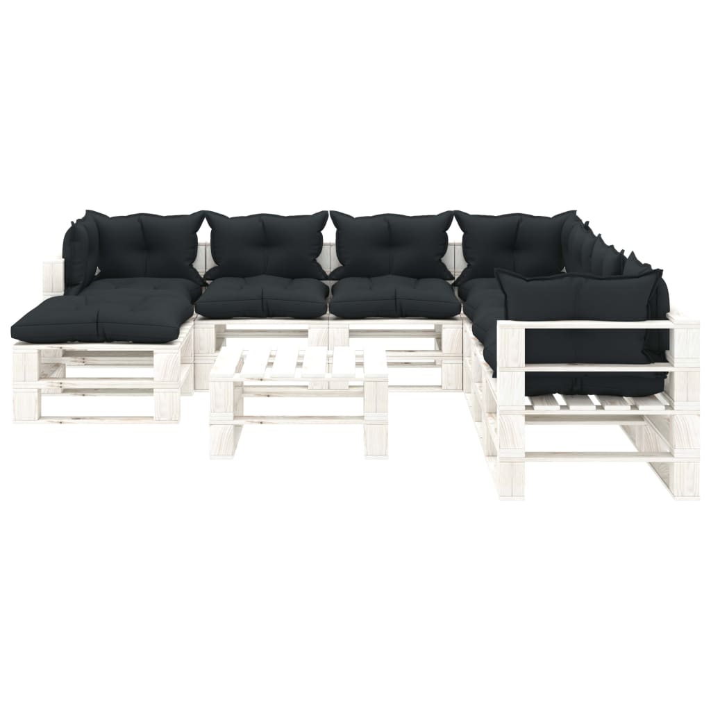 

vidaXL 9-delige Loungeset met antracietkleurige kussens pallet hout