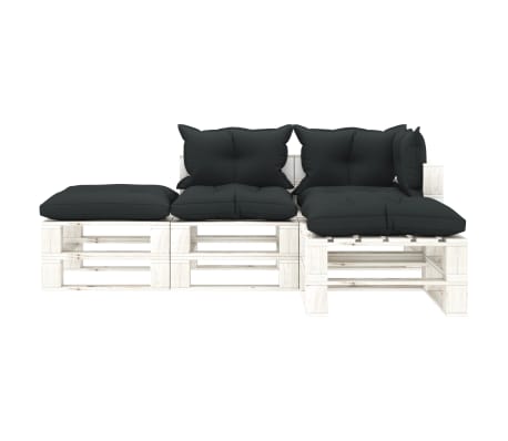 vidaXL Salon palette de jardin 4 pcs avec coussins anthracite bois