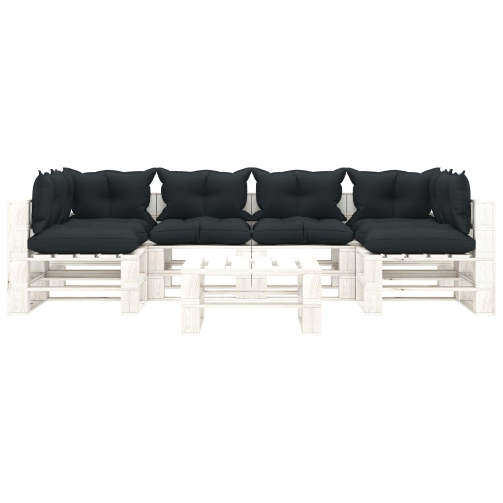

vidaXL 7-delige Loungeset met antracietkleurige kussens pallet hout