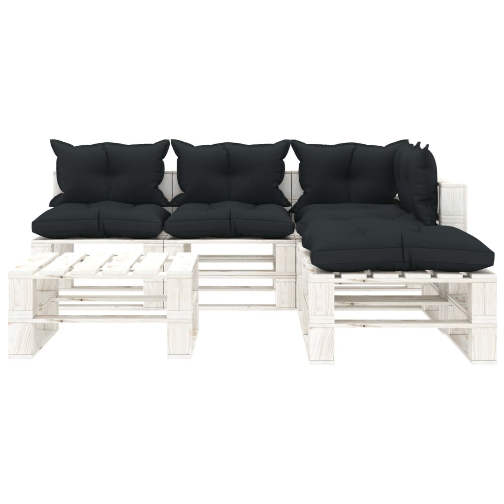 vidaXL 6-tlg. Garten-Lounge-Set Paletten mit Kissen in Anthrazit Holz