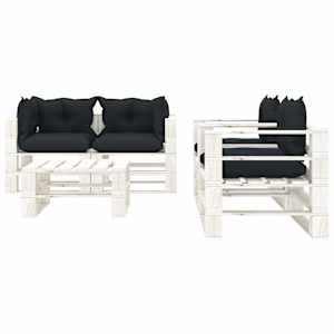 vidaXL Poilsio komplektas i&scaron; palečių su pagalvėmis, 5 dalių, mediena