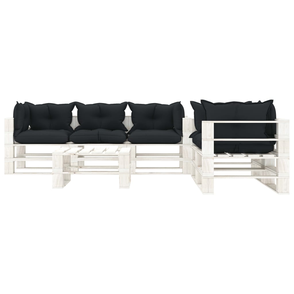 

vidaXL 6-delige Loungeset met antracietkleurige kussens pallet hout