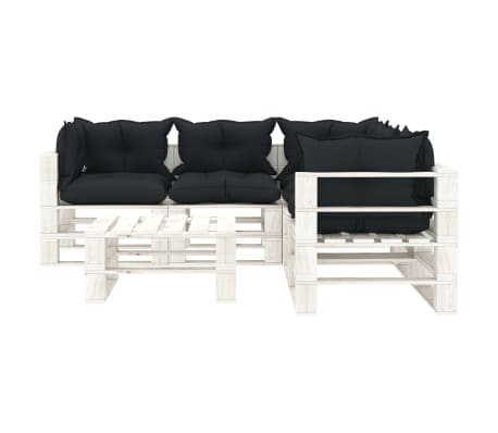 vidaXL Poilsio komplektas i&scaron; palečių su pagalvėmis, 6 dalių, mediena