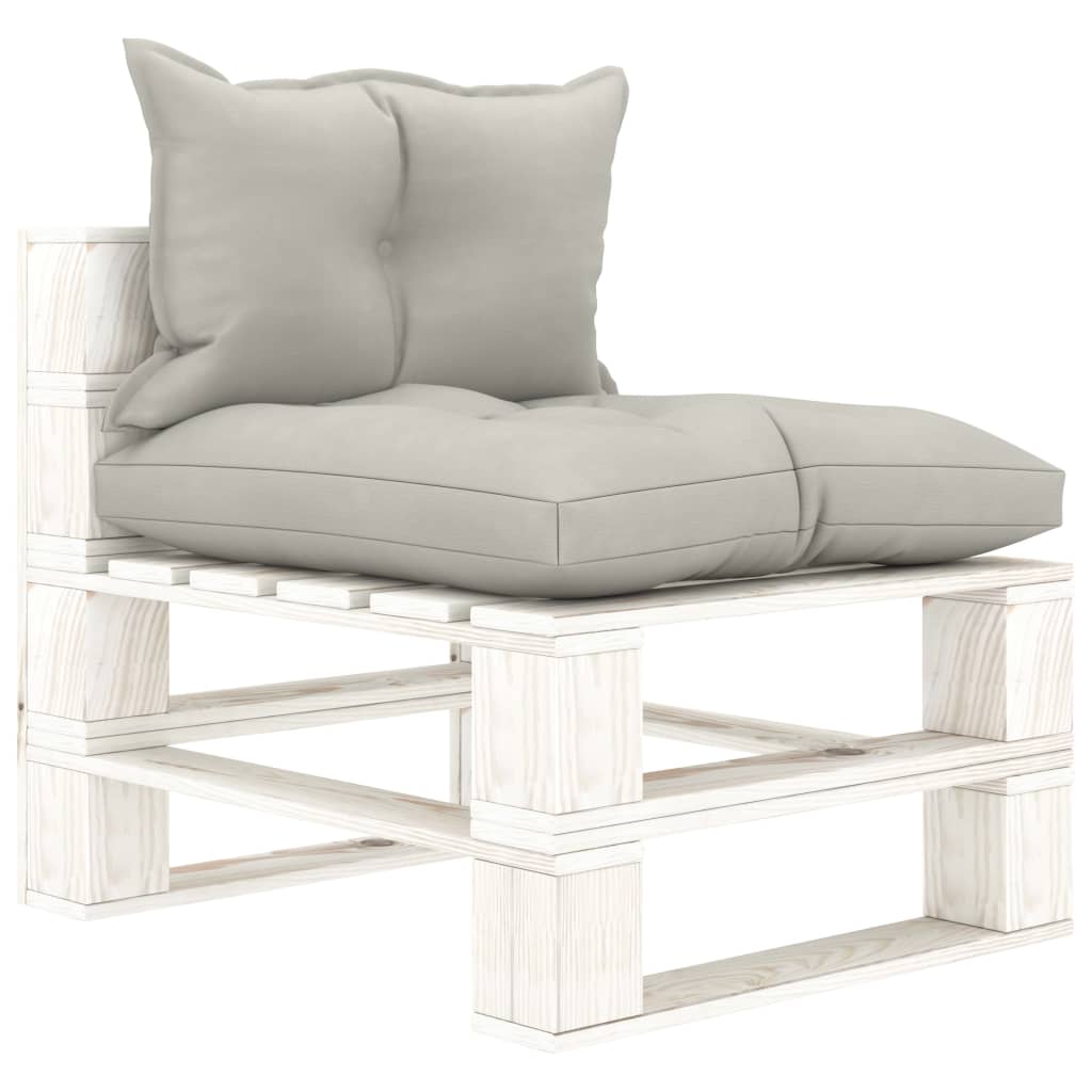 vidaXL Garten-Paletten-Mittelsofa mit Kissen in Taupe Holz