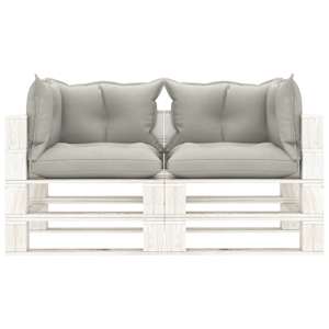 vidaXL Garten-Palettensofa 2-Sitzer mit Kissen in Taupe Holz