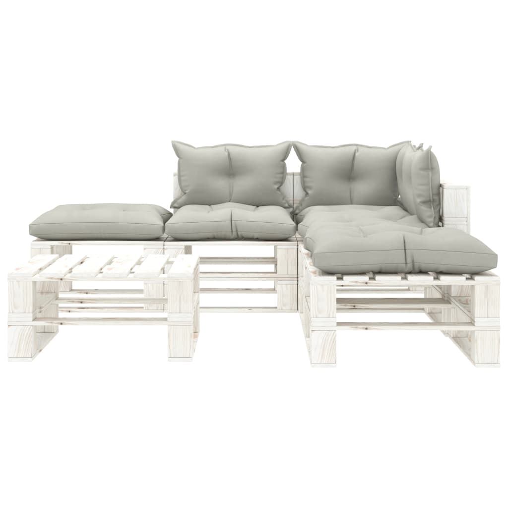 

vidaXL 6-delige Loungeset met taupe kussens pallet hout