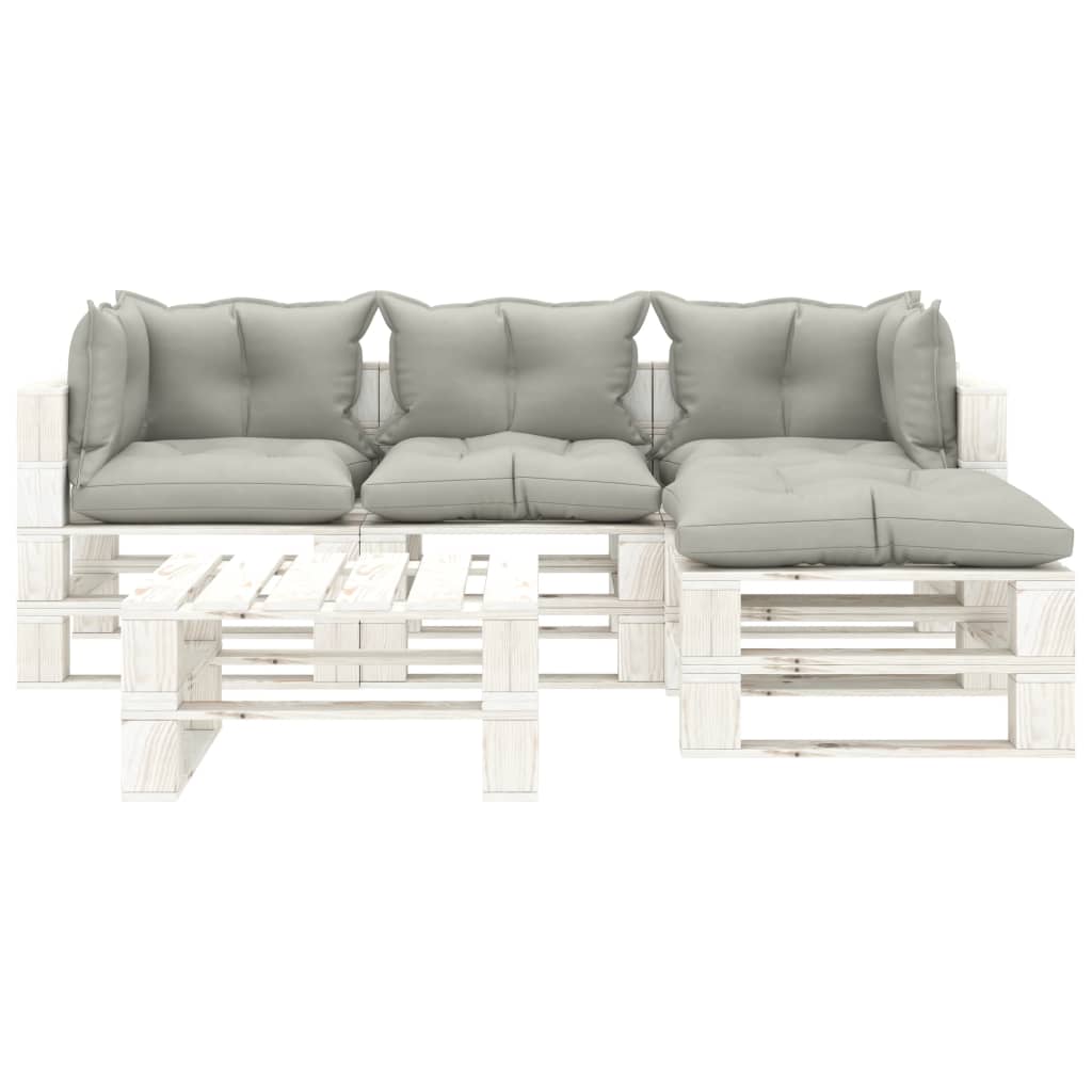 

vidaXL 5-delige Loungeset met taupe kussens pallet hout