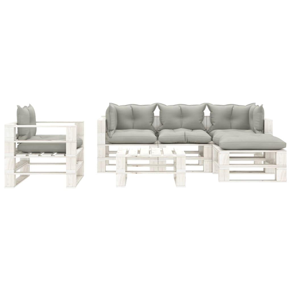 

vidaXL 6-delige Loungeset met taupe kussens pallet hout