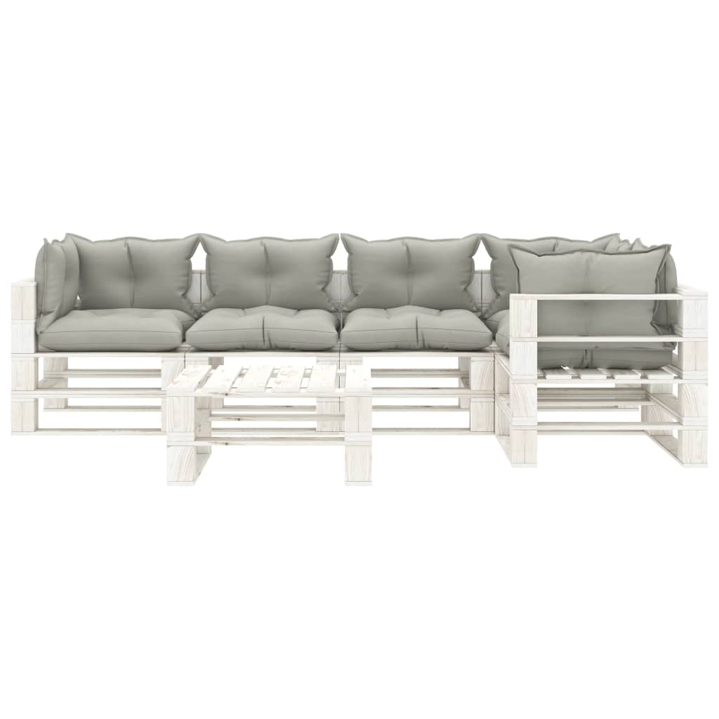 

vidaXL 6-delige Loungeset met taupe kussens pallet hout