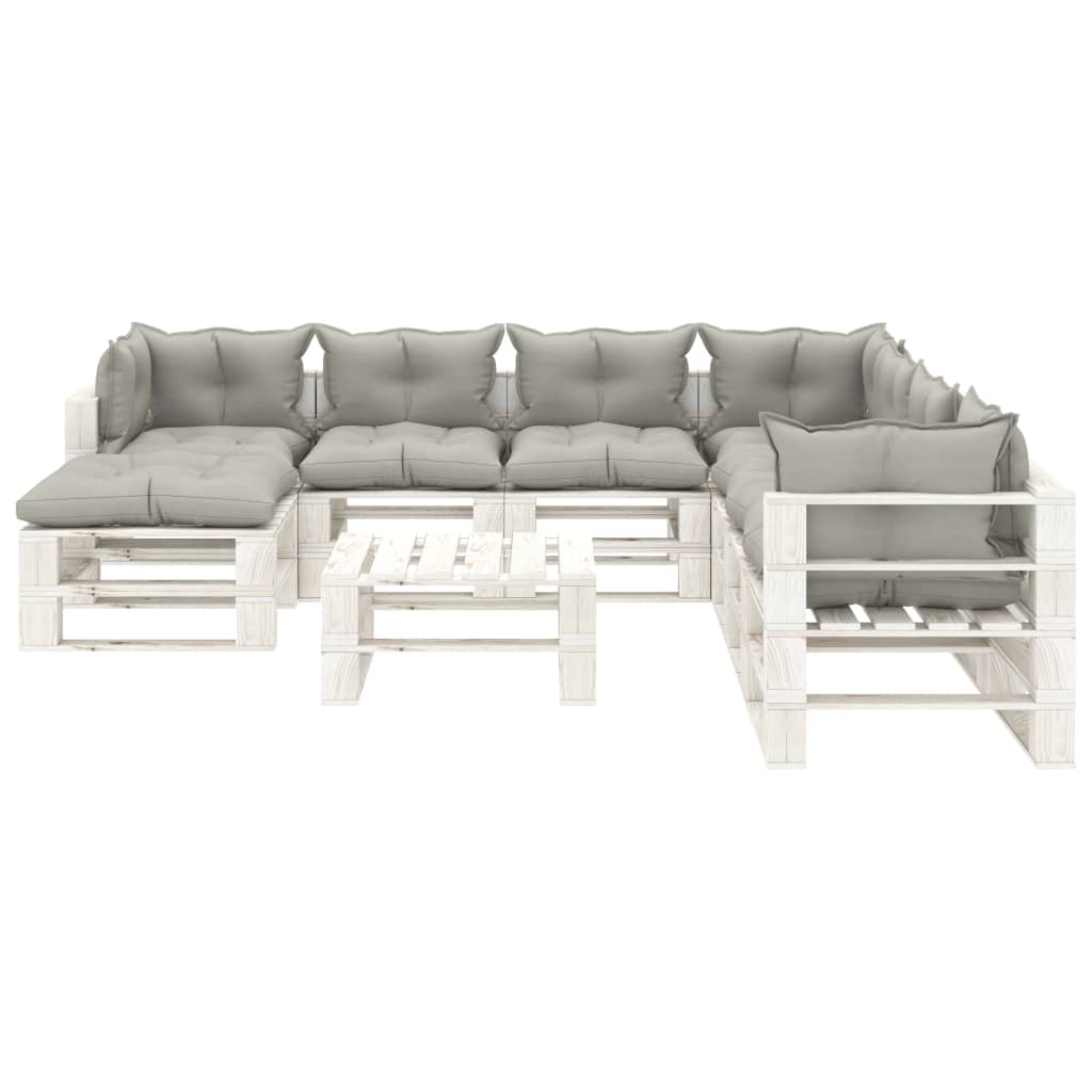 

vidaXL 9-delige Loungeset met taupe kussens pallet hout