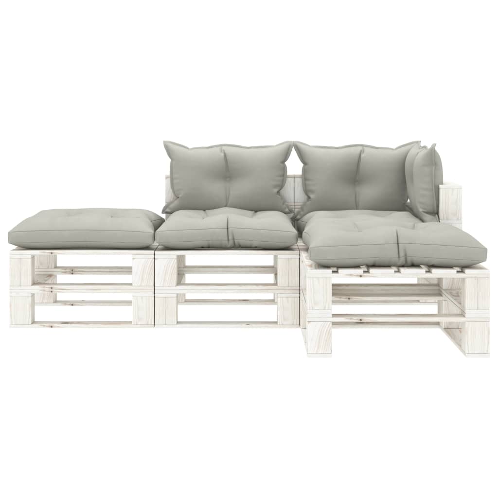 

vidaXL 4-delige Loungeset met taupe kussens pallet hout