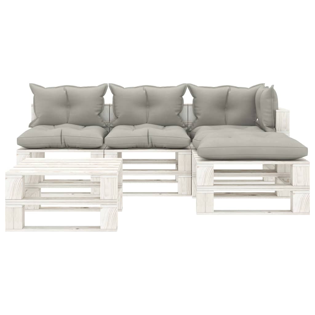 

vidaXL 5-delige Loungeset met taupe kussens pallet hout