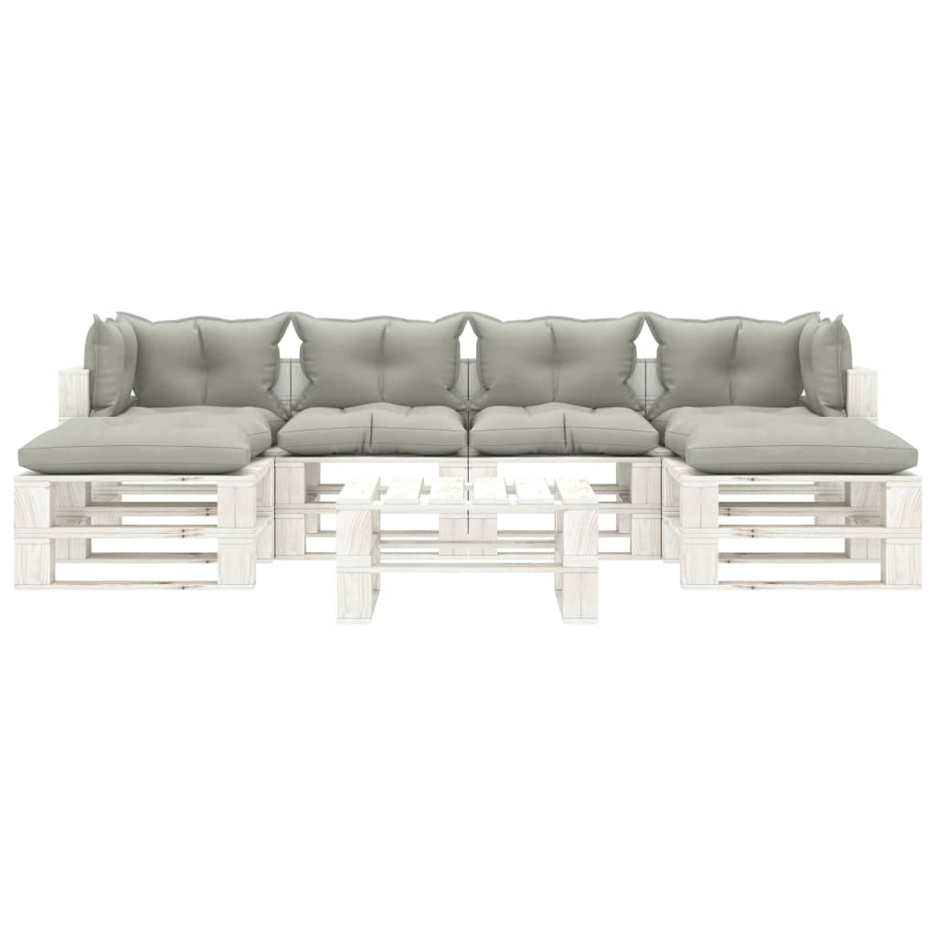 vidaXL 7-delige Loungeset met taupe kussens pallet hout