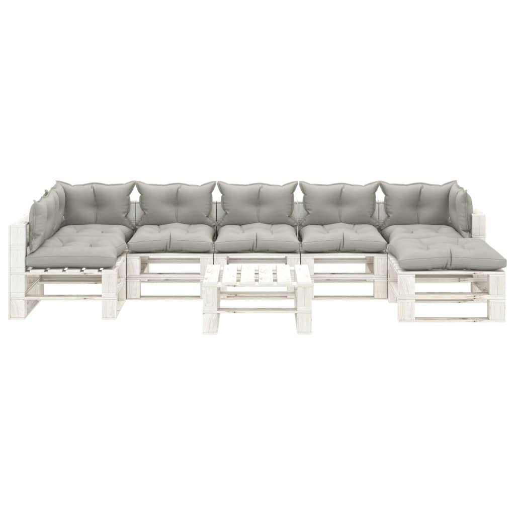 

vidaXL 8-delige Loungeset met taupe kussens pallet hout