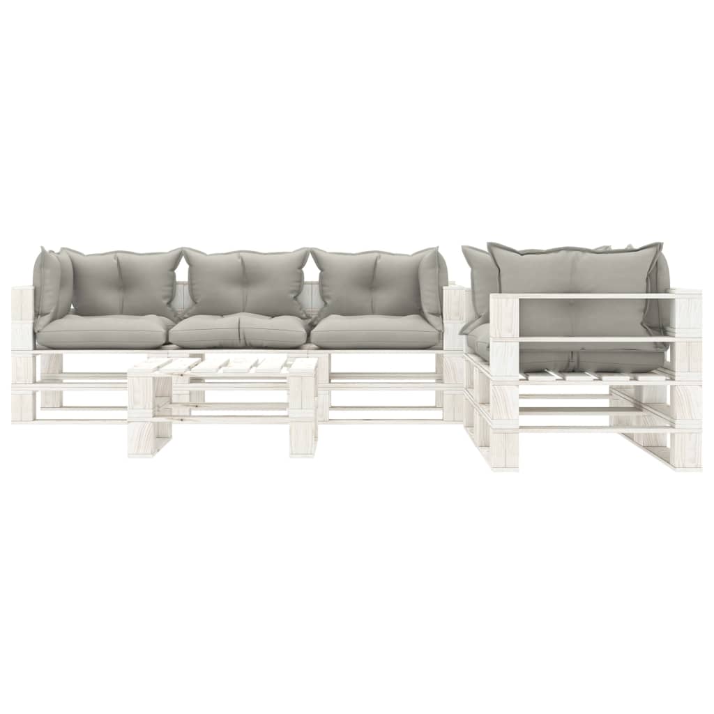 

vidaXL 6-delige Loungeset met taupe kussens pallet hout