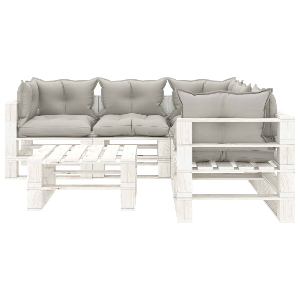 

vidaXL 6-delige Loungeset met taupe kussens pallet hout