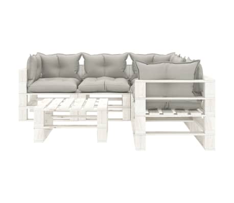 vidaXL Poilsio komplektas i&scaron; palečių su pagalvėmis, 6 dalių, mediena