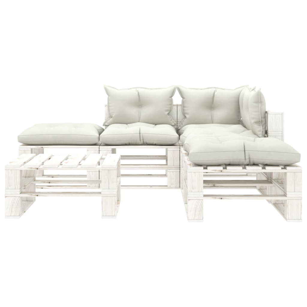 

vidaXL 6-delige Loungeset met beige kussens pallet hout