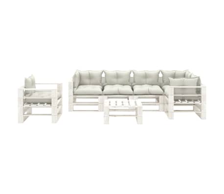 vidaXL 7-delige Loungeset met beige kussens pallet hout