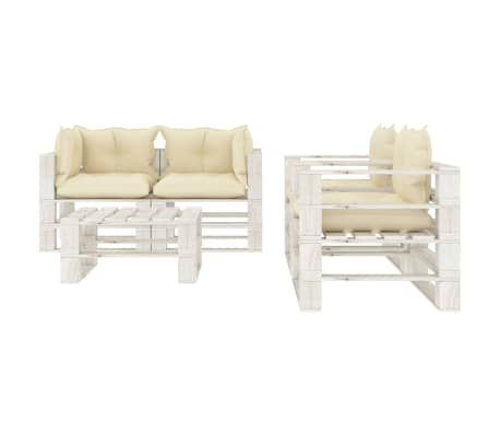 vidaXL Poilsio komplektas i&scaron; palečių su pagalvėmis, 5 dalių, mediena