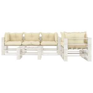 vidaXL Poilsio komplektas i&scaron; palečių su pagalvėmis, 6 dalių, mediena