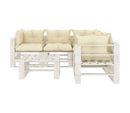 vidaXL Set muebles de palets de jardín 6 pzas madera cojines crema