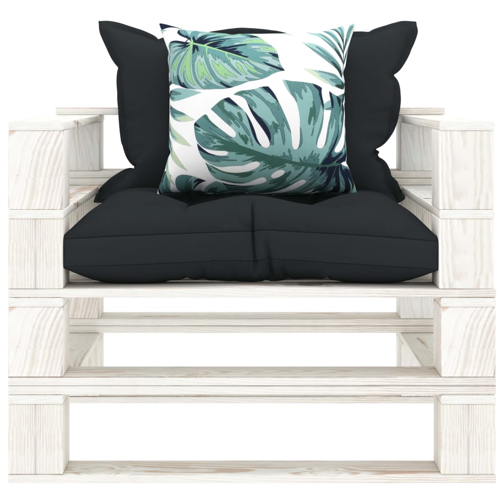 vidaXL Ogrodowe siedzisko z palet z poduszkami w 2 kolorach, drewniane