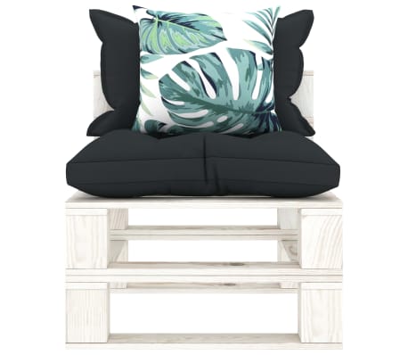 vidaXL Srednja vrtna sofa od paleta s antracit i cvjetnim jastucima