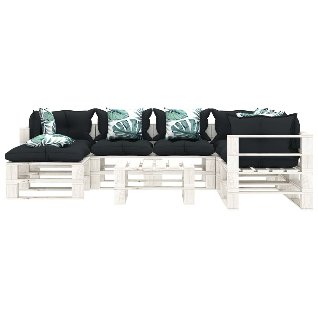 

vidaXL 8-delige Loungeset met antraciet en bloemenkussens pallet hout
