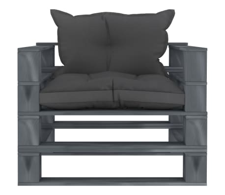 vidaXL Sof&aacute; de palets para jard&iacute;n madera con cojines negros