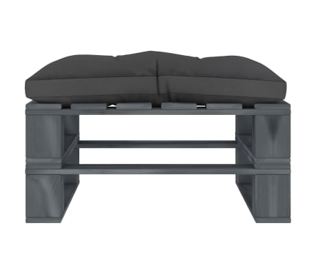 vidaXL Repose-pied palette de jardin avec coussin noir bois