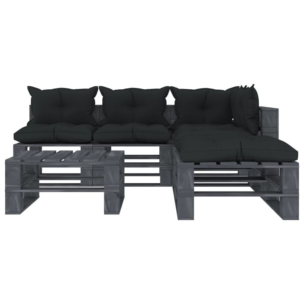 

vidaXL 6-delige Loungeset met antracietkleurige kussens pallet hout