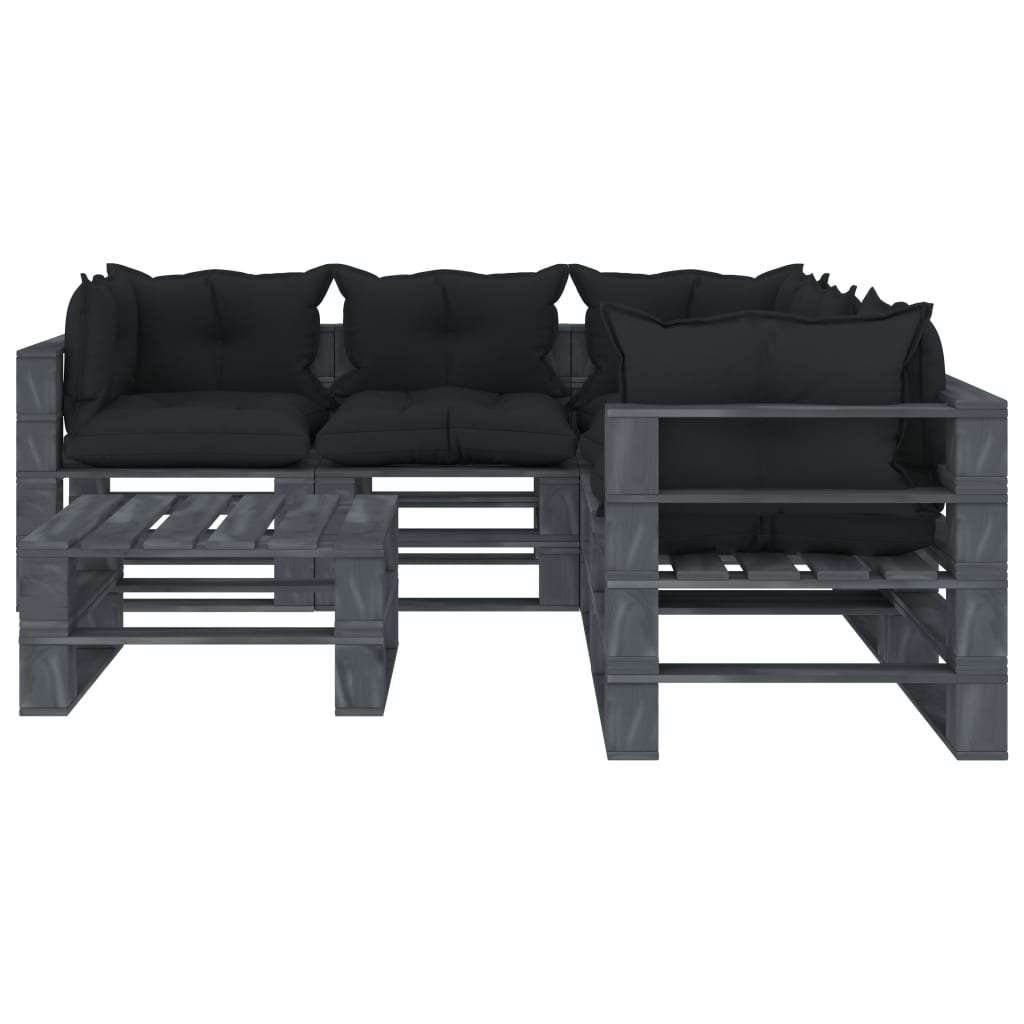 

vidaXL 6-delige Loungeset met antracietkleurige kussens pallet hout