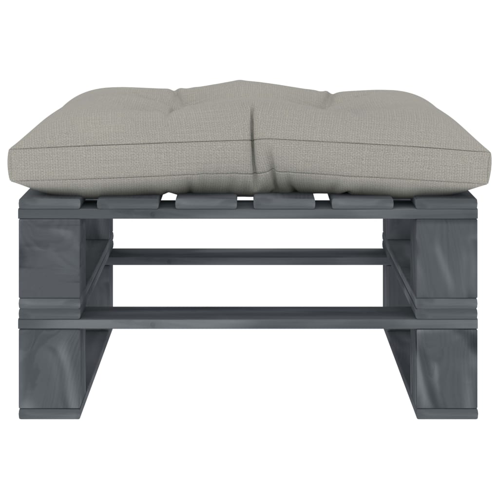 vidaXL Repose-pied palette de jardin avec coussin taupe bois