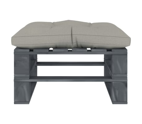 vidaXL Repose-pied palette de jardin avec coussin taupe bois