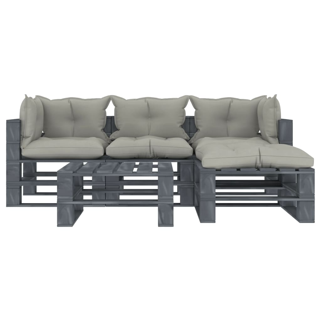 

vidaXL 5-delige Loungeset met taupe kussens pallet hout