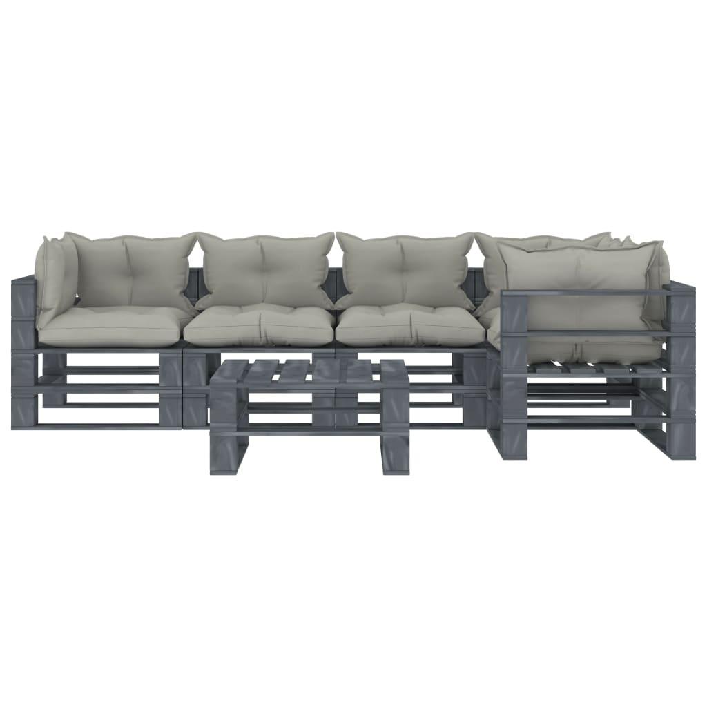 

vidaXL 6-delige Loungeset met taupe kussens pallet hout