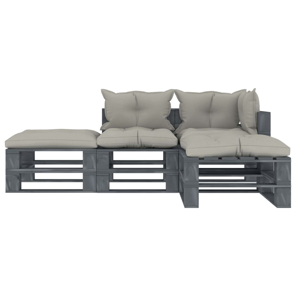 

vidaXL 4-delige Loungeset met taupe kussens pallet hout