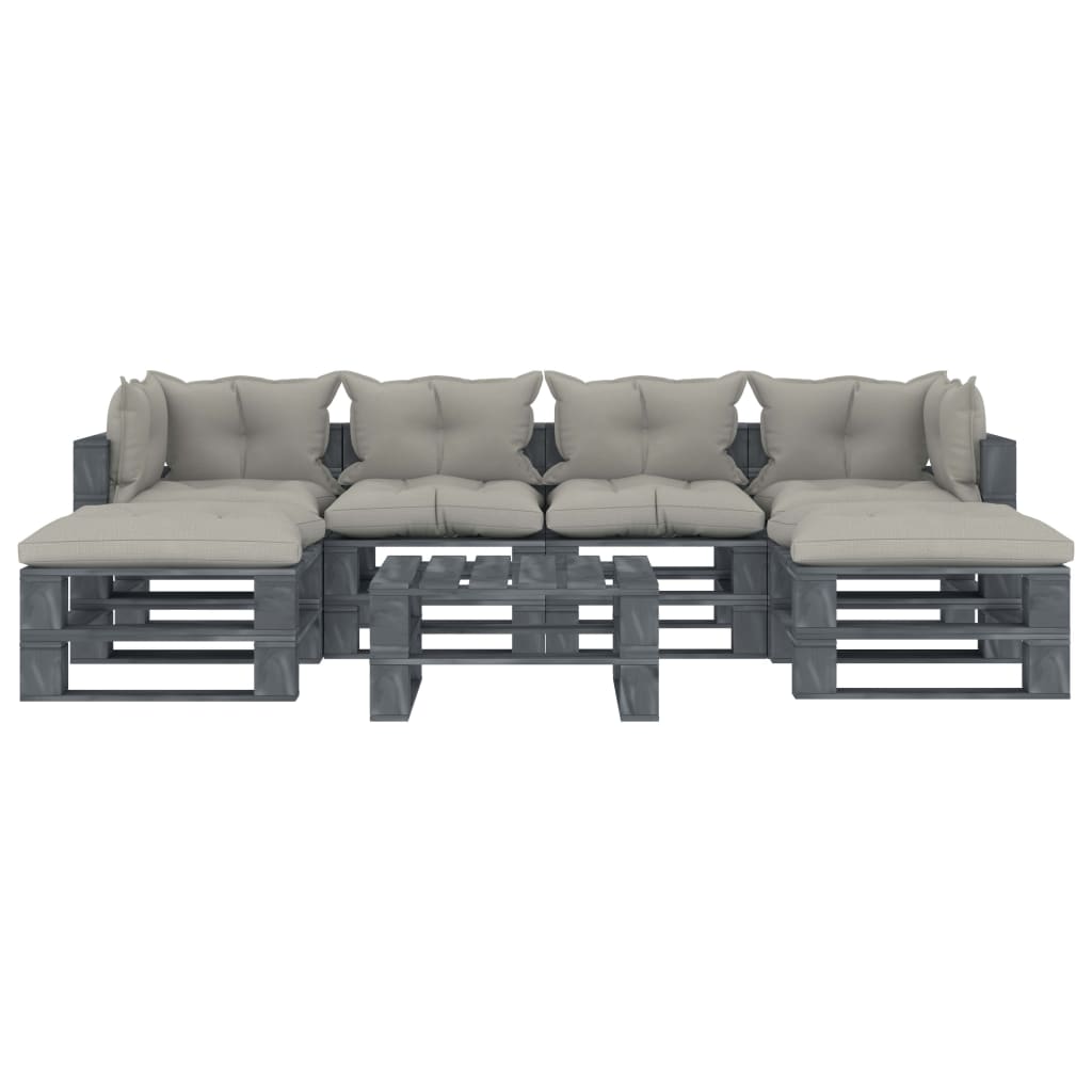 

vidaXL 7-delige Loungeset met taupe kussens pallet hout
