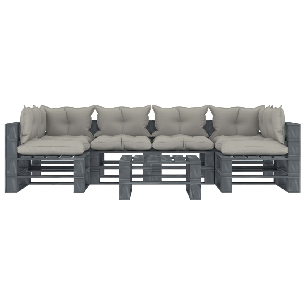 

vidaXL 7-delige Loungeset met taupe kussens pallet hout