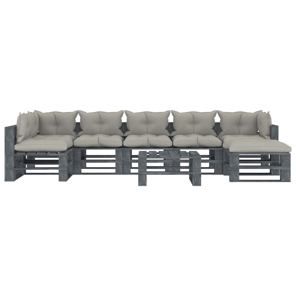 

vidaXL 8-delige Loungeset met taupe kussens pallet hout