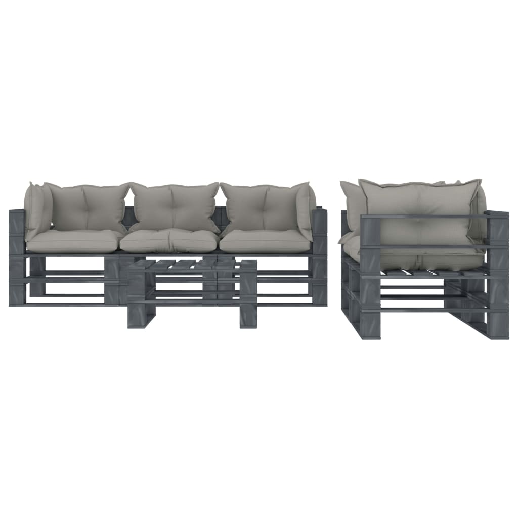 

vidaXL 6-delige Loungeset met taupe kussens pallet hout