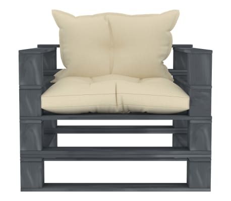 vidaXL Sof&aacute; de jard&iacute;n de palets madera con cojines crema