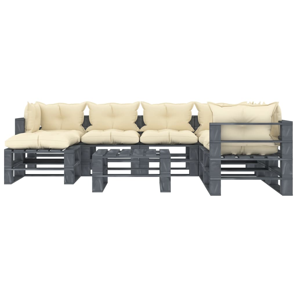 

vidaXL 8-delige Loungeset met crèmekleurige kussens pallet hout