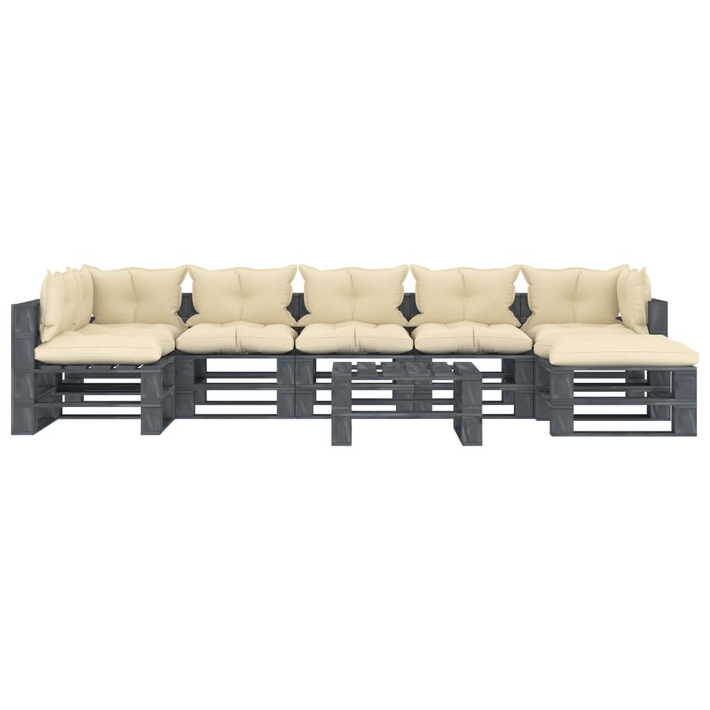 

vidaXL 8-delige Loungeset met crèmekleurige kussens pallet hout